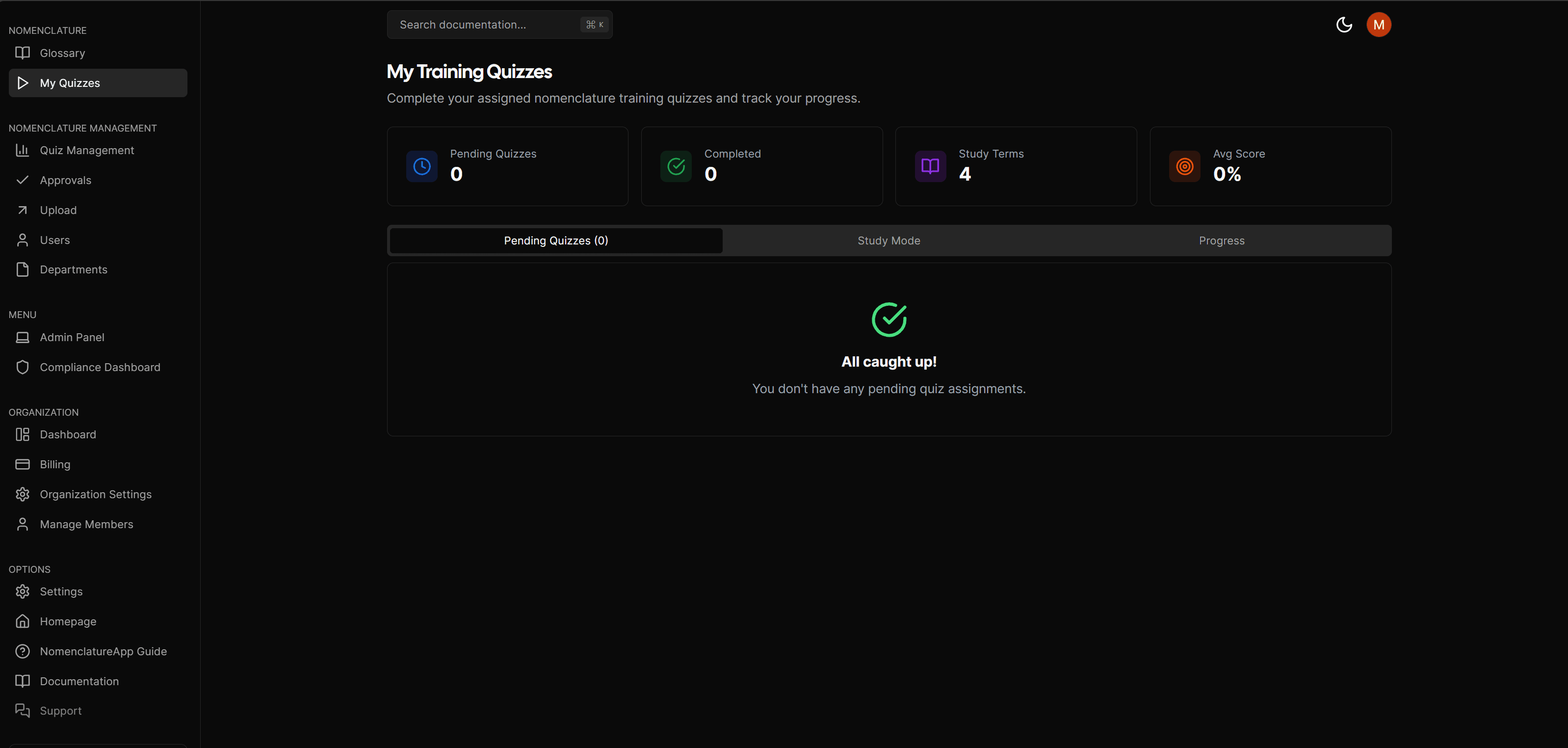 Quiz taker interface